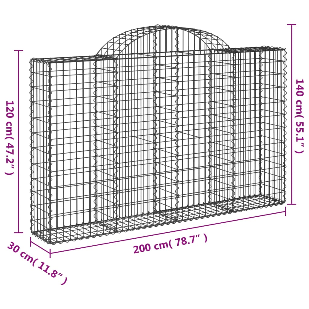 Schanskorven 11 st gewelfd 200x30x120/140 cm ijzer