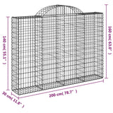 Schanskorven 2 st gewelfd 200x30x140/160 cm ijzer