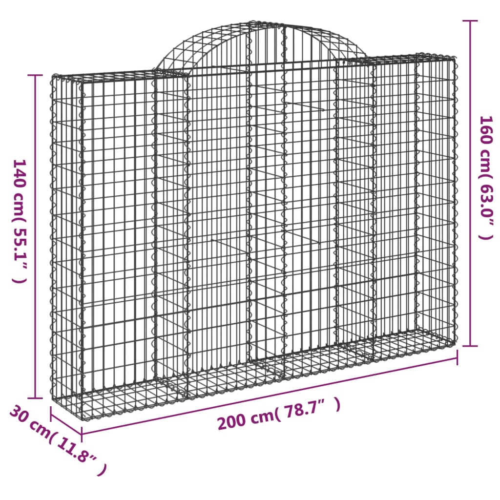 Schanskorven 3 st gewelfd 200x30x140/160 cm ijzer