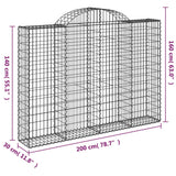 Schanskorven 3 st gewelfd 200x30x140/160 cm ijzer