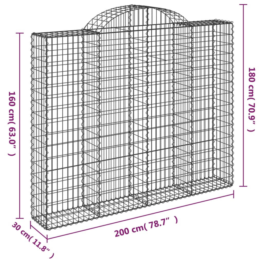 Schanskorven 7 st gewelfd 200x30x160/180 cm ijzer