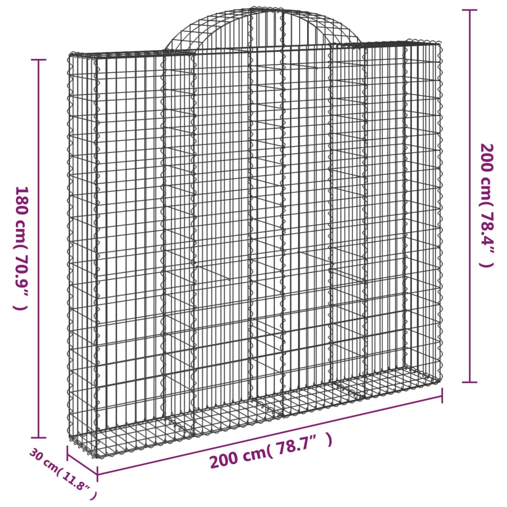 Schanskorven 5 st gewelfd 200x30x180/200 cm ijzer