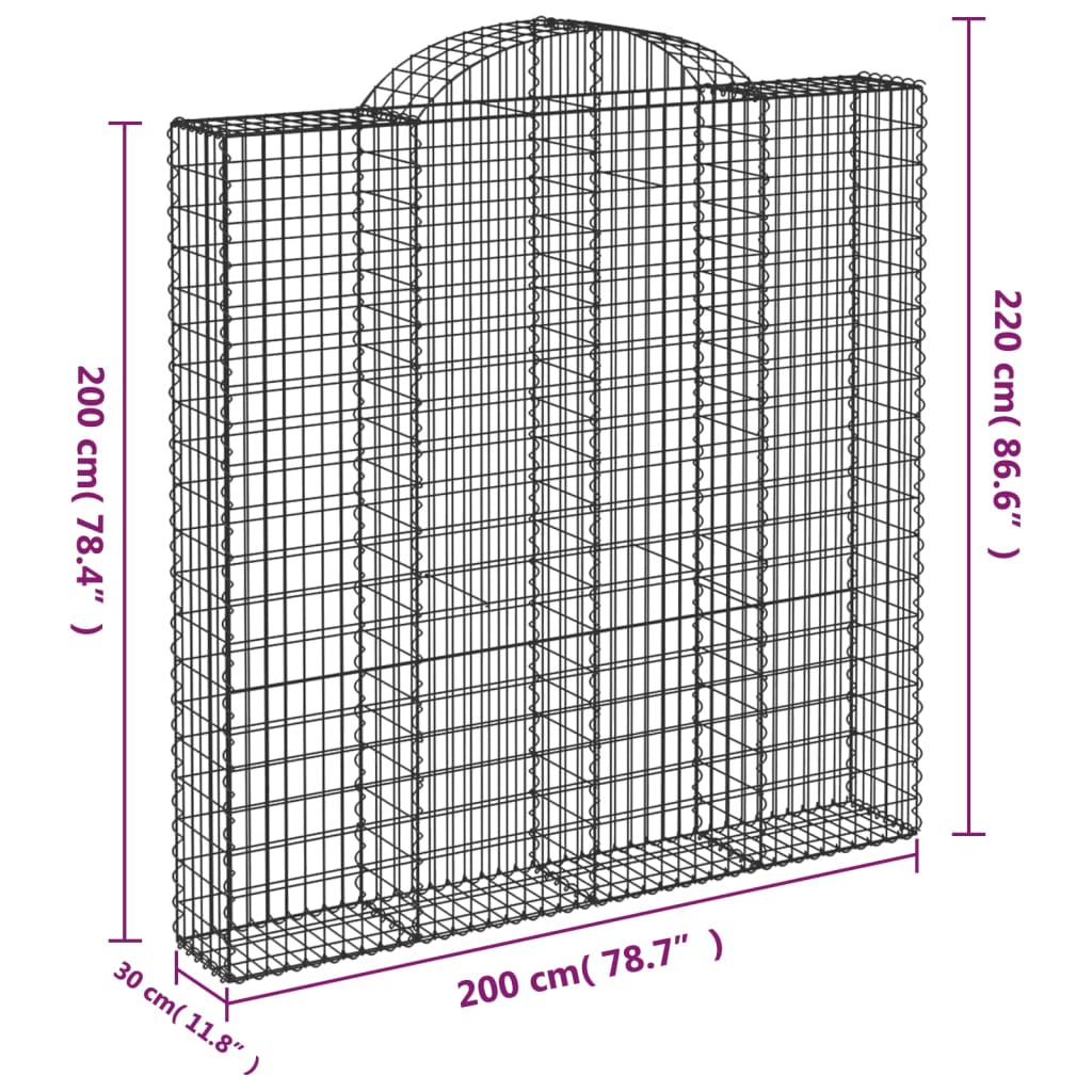 Schanskorven 13 st gewelfd 200x30x200/220 cm ijzer