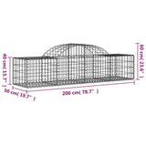 Schanskorven 3 st gewelfd 200x50x40/60 cm gegalvaniseerd ijzer