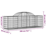 Schanskorven 3 st gewelfd 200x50x60/80 cm gegalvaniseerd ijzer