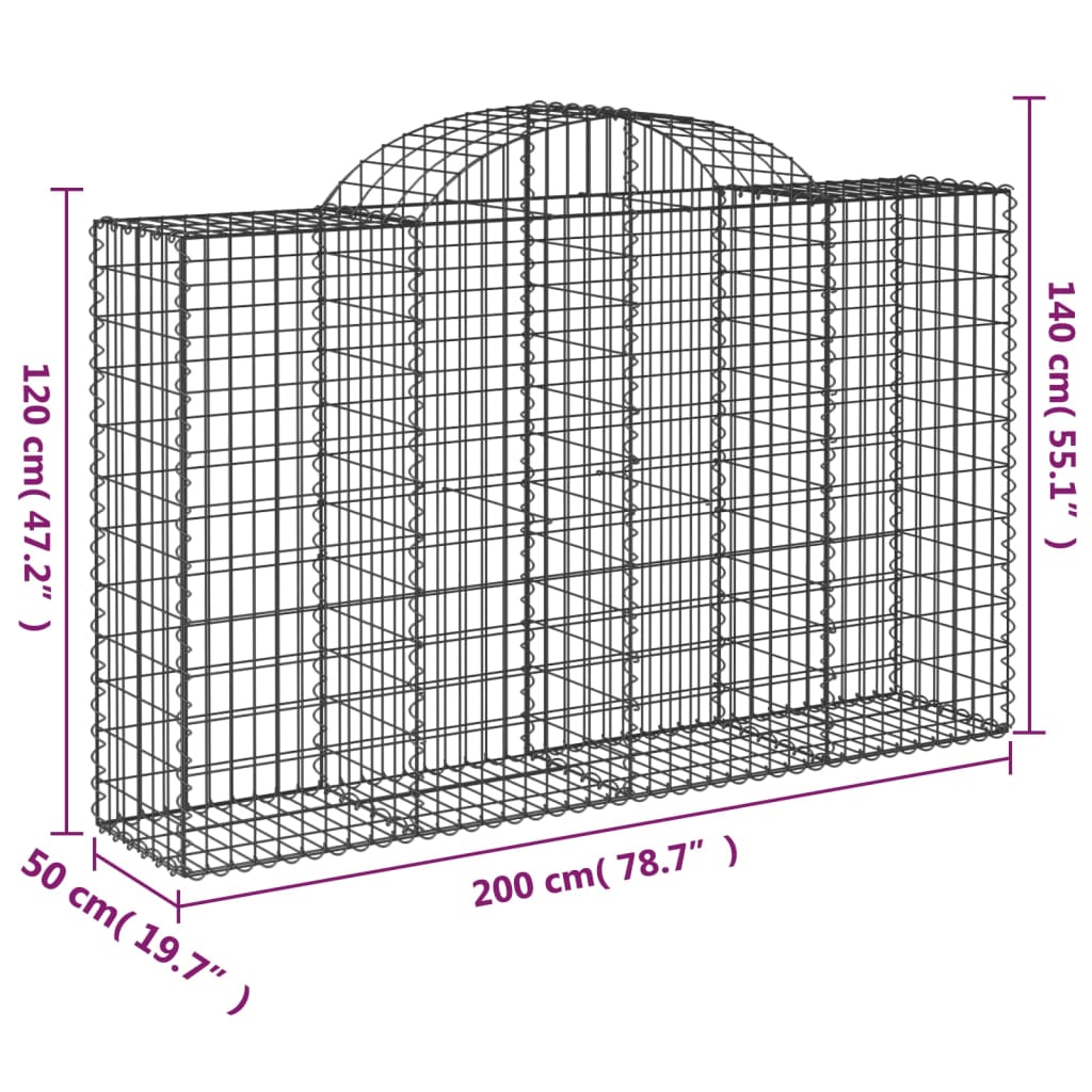 Schanskorven 13 st gewelfd 200x50x120/140 cm ijzer