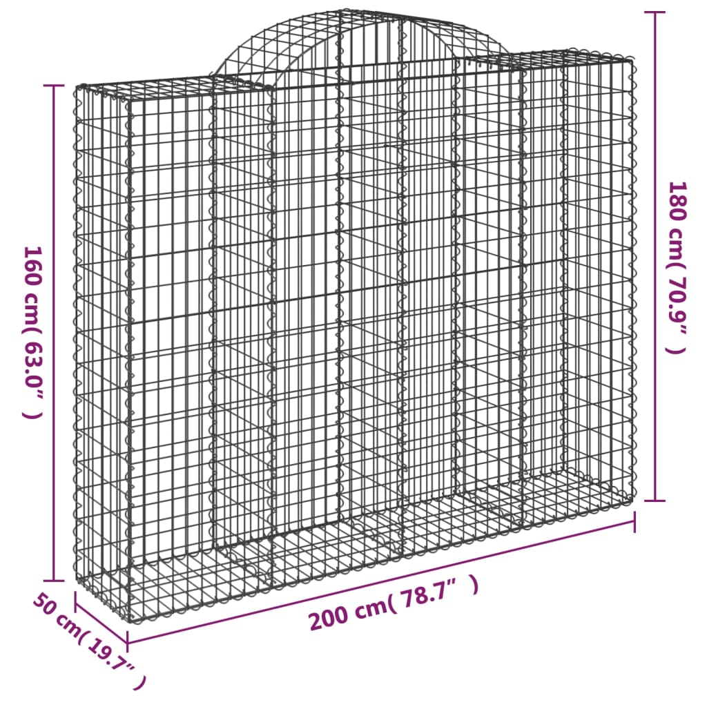 Schanskorven 9 st gewelfd 200x50x160/180 cm ijzer