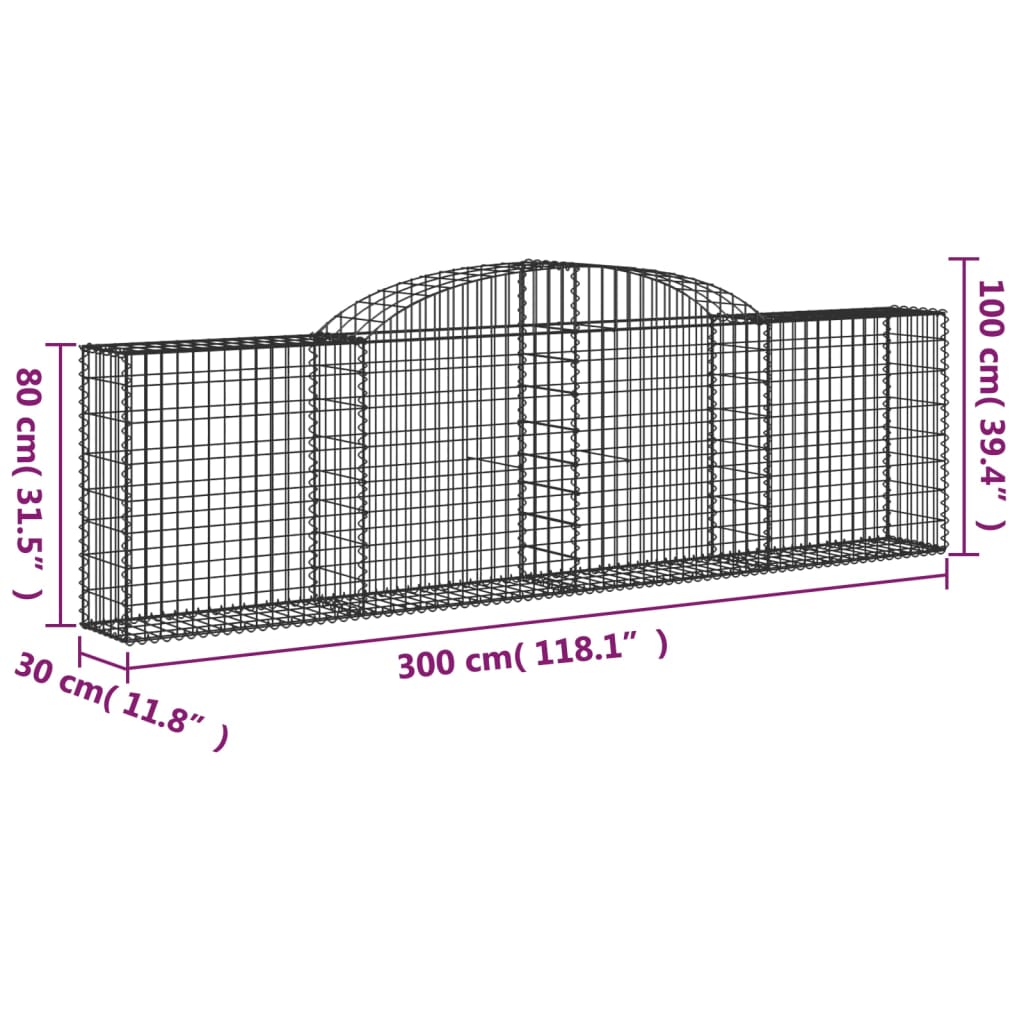 Schanskorven 13 st gewelfd 300x30x80/100 cm ijzer