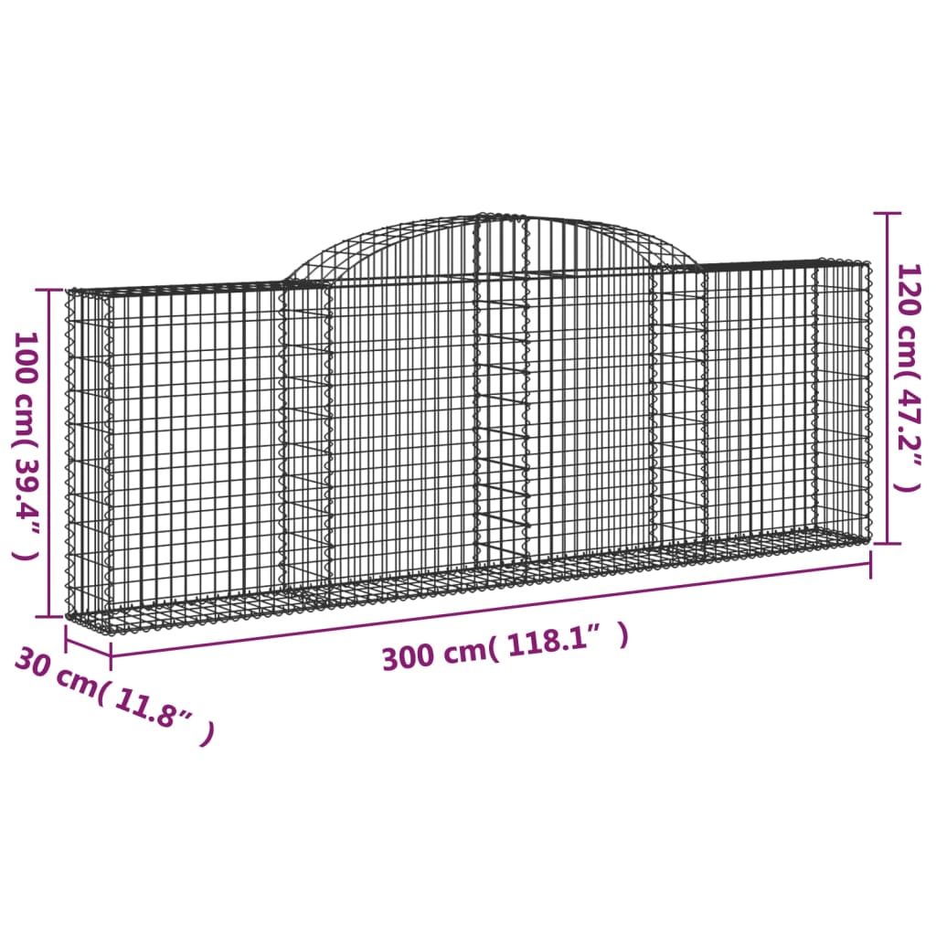 Schanskorven 6 st gewelfd 300x30x100/120 cm ijzer