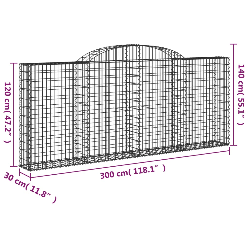 Schanskorven 5 st gewelfd 300x30x120/140 cm ijzer