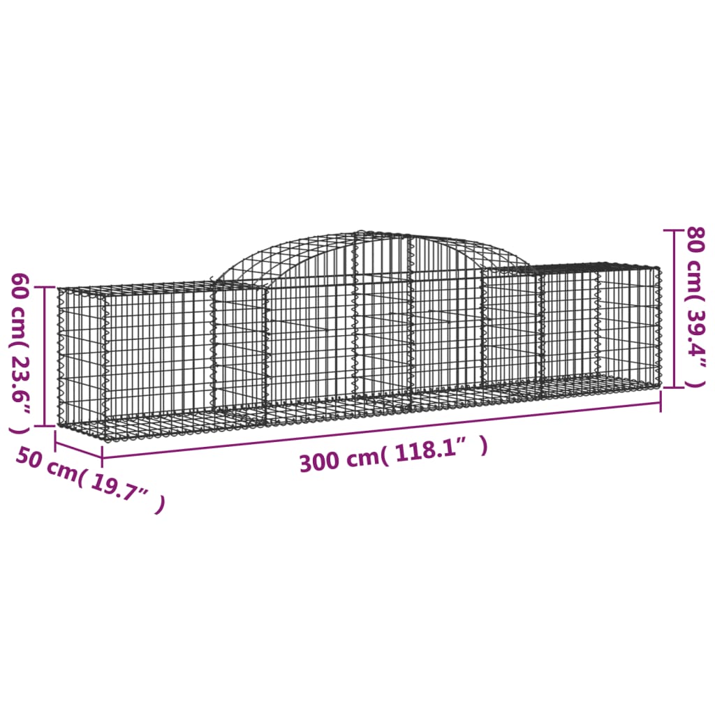 Schanskorven 17 st gewelfd 300x50x60/80 cm gegalvaniseerd ijzer