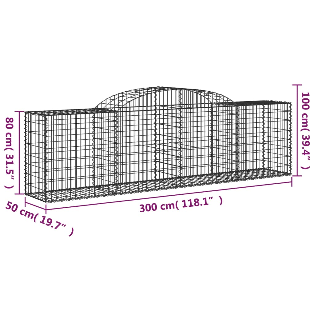 Schanskorven 9 st gewelfd 300x50x80/100 cm gegalvaniseerd ijzer