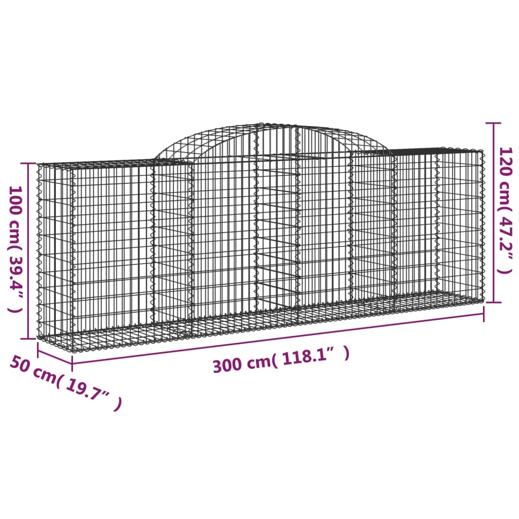 Schanskorven 2 st gewelfd 300x50x80/120 cm ijzer