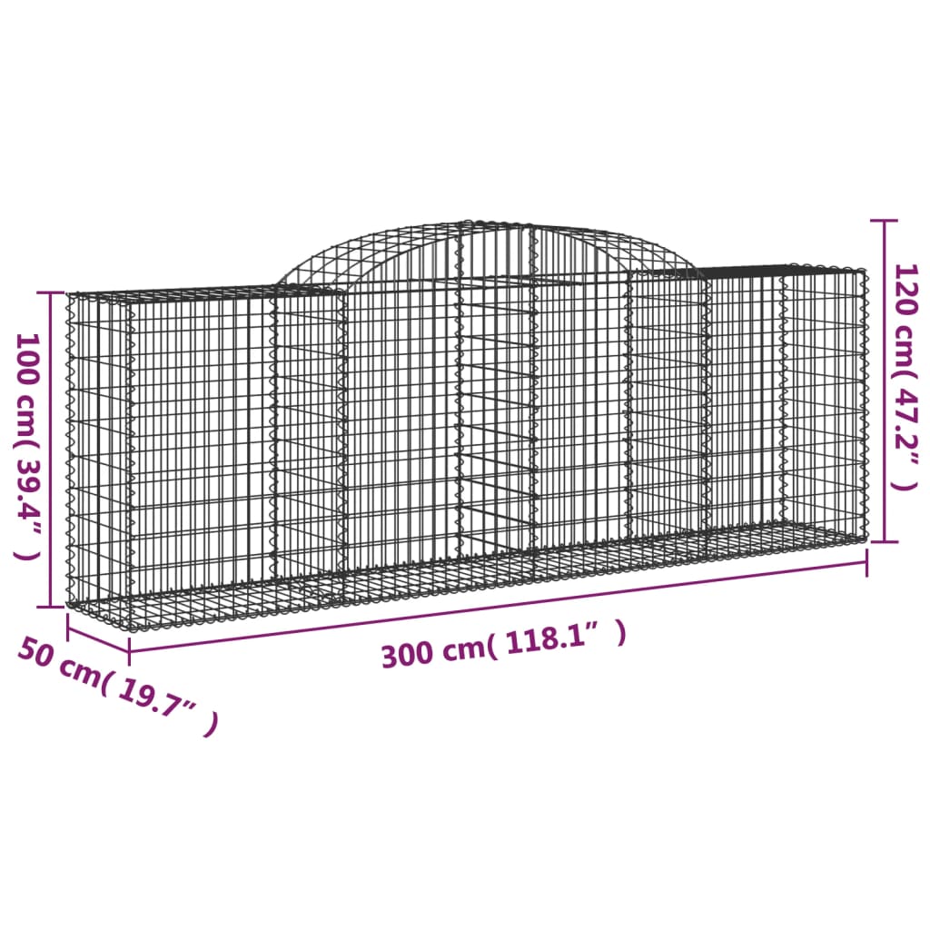 Schanskorven 20 st gewelfd 300x50x100/120 cm ijzer