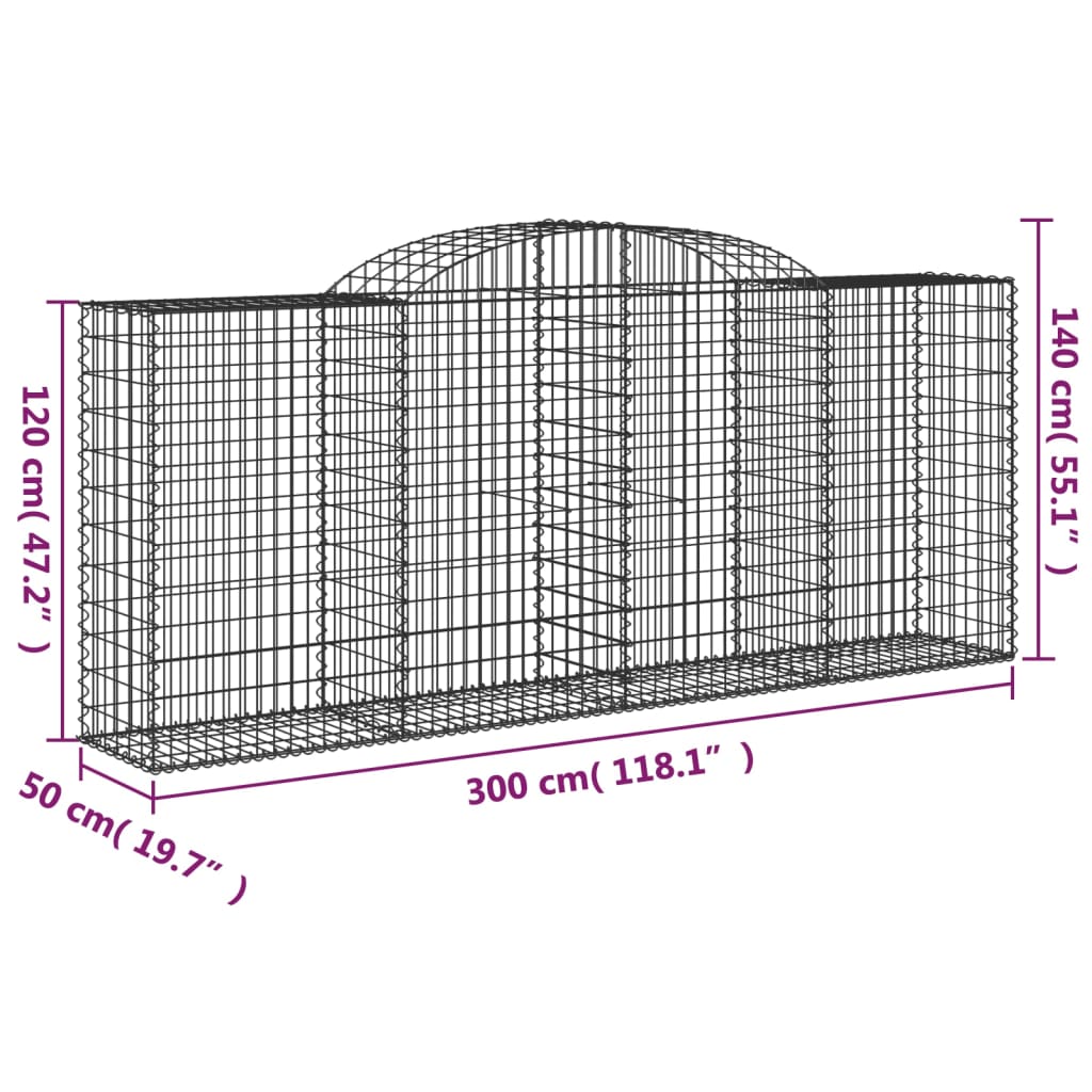 Schanskorven 4 st gewelfd 300x50x120/140 cm ijzer