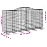 Schanskorven 11 st gewelfd 300x50x140/160 cm ijzer