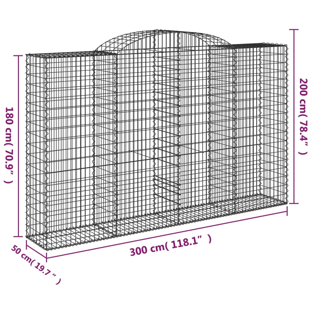 Schanskorven 11 st gewelfd 300x50x180/200 cm ijzer