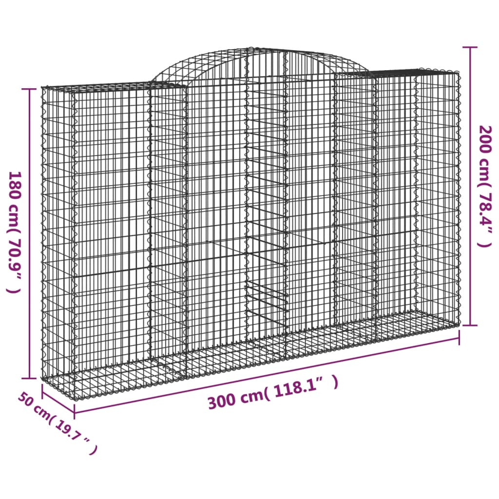 Schanskorven 13 st gewelfd 300x50x180/200 cm ijzer