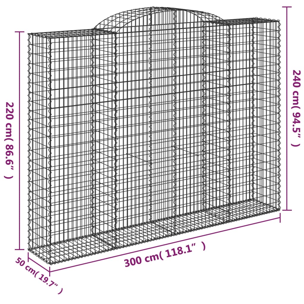 Schanskorven 9 st gewelfd 300x50x220/240 cm ijzer