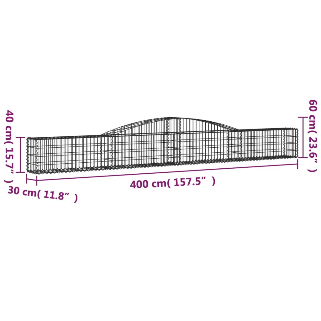 Schanskorven 8 st gewelfd 400x30x40/60 cm ijzer