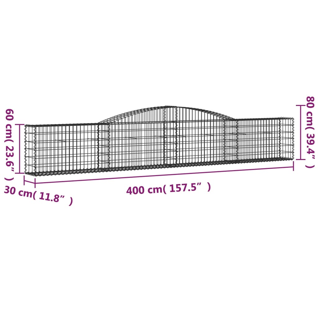 Schanskorven 4 st gewelfd 400x30x60/80 cm ijzer