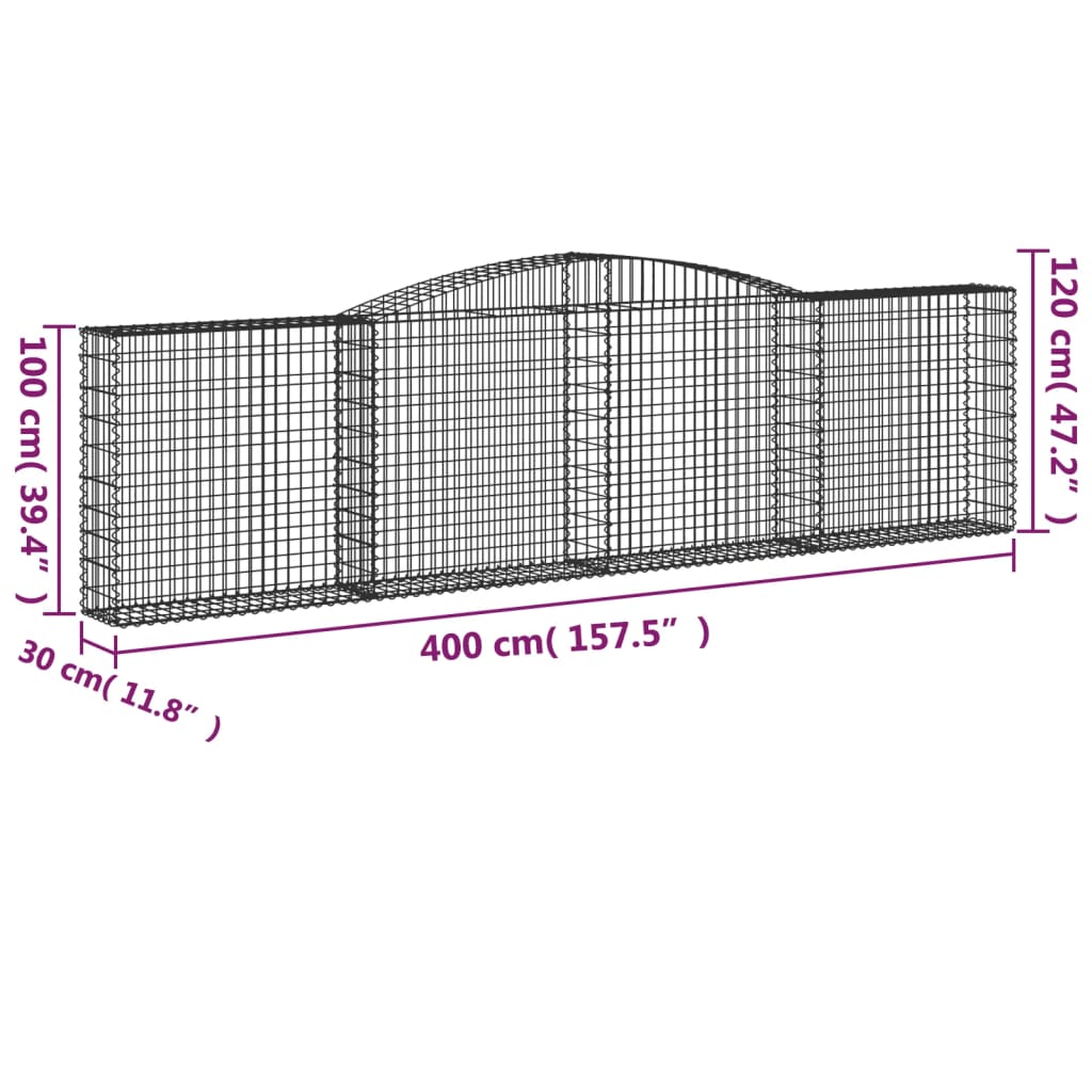 Schanskorven 2 st gewelfd 400x30x100/120 cm ijzer