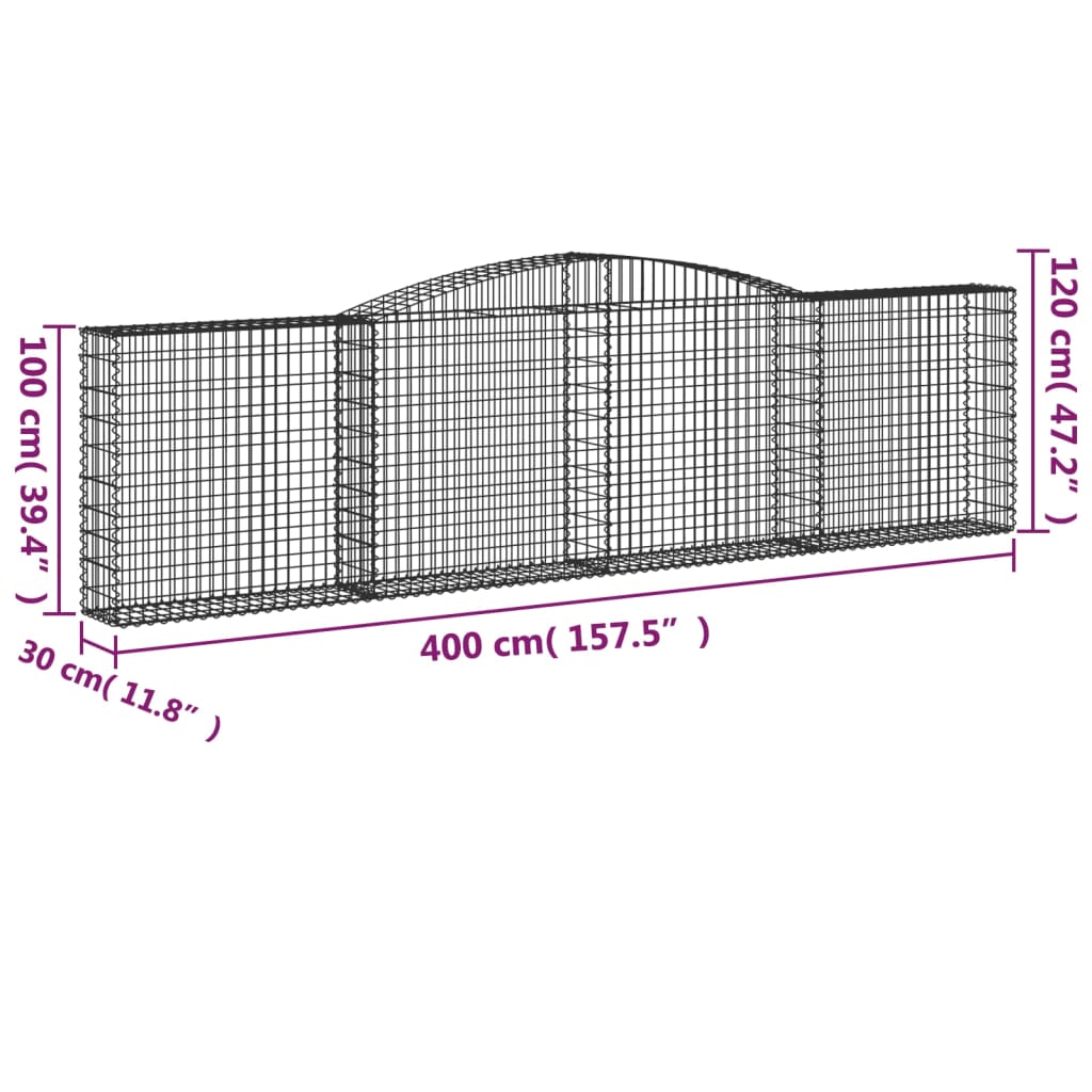 Schanskorven 3 st gewelfd 400x30x100/120 cm ijzer