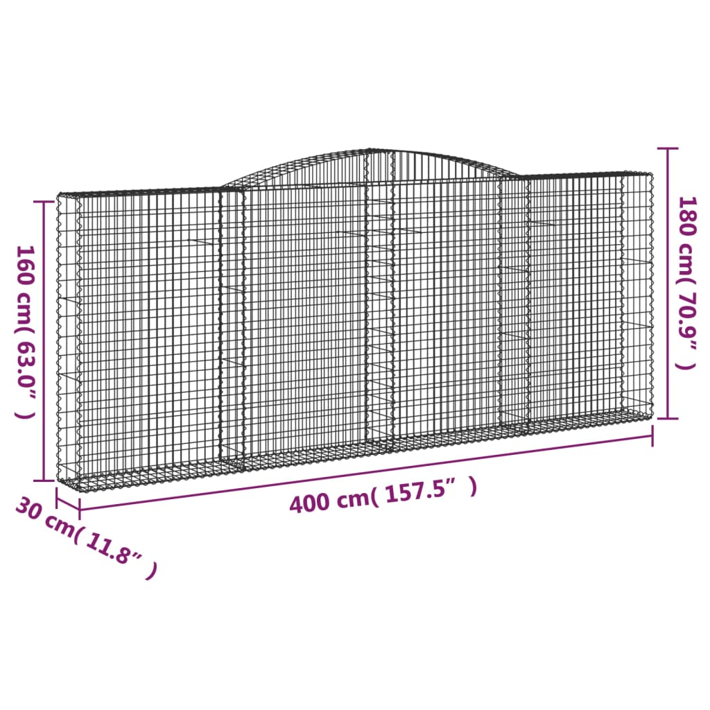 Schanskorven 20 st gewelfd 400x30x160/180 cm ijzer