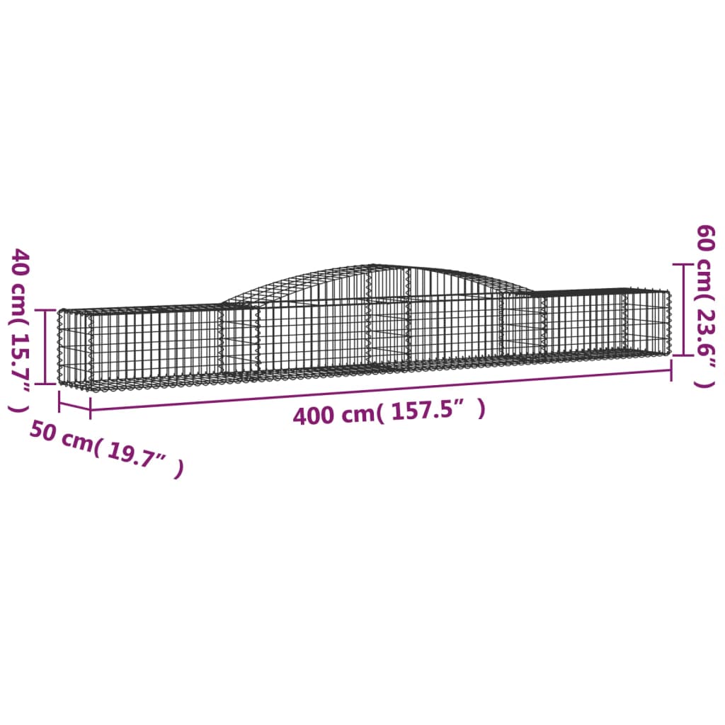 Schanskorven 7 st gewelfd 400x50x40/60 cm ijzer