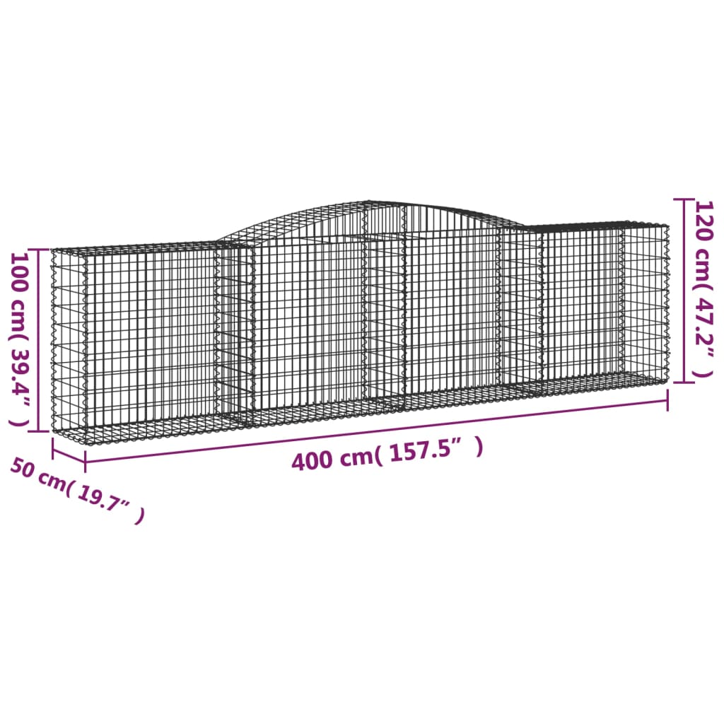 Schanskorven 6 st gewelfd 400x50x100/120 cm ijzer