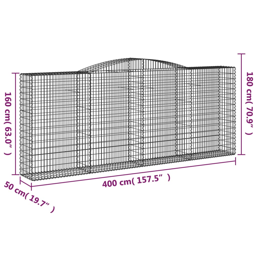 Schanskorven 5 st gewelfd 400x50x160/180 cm ijzer