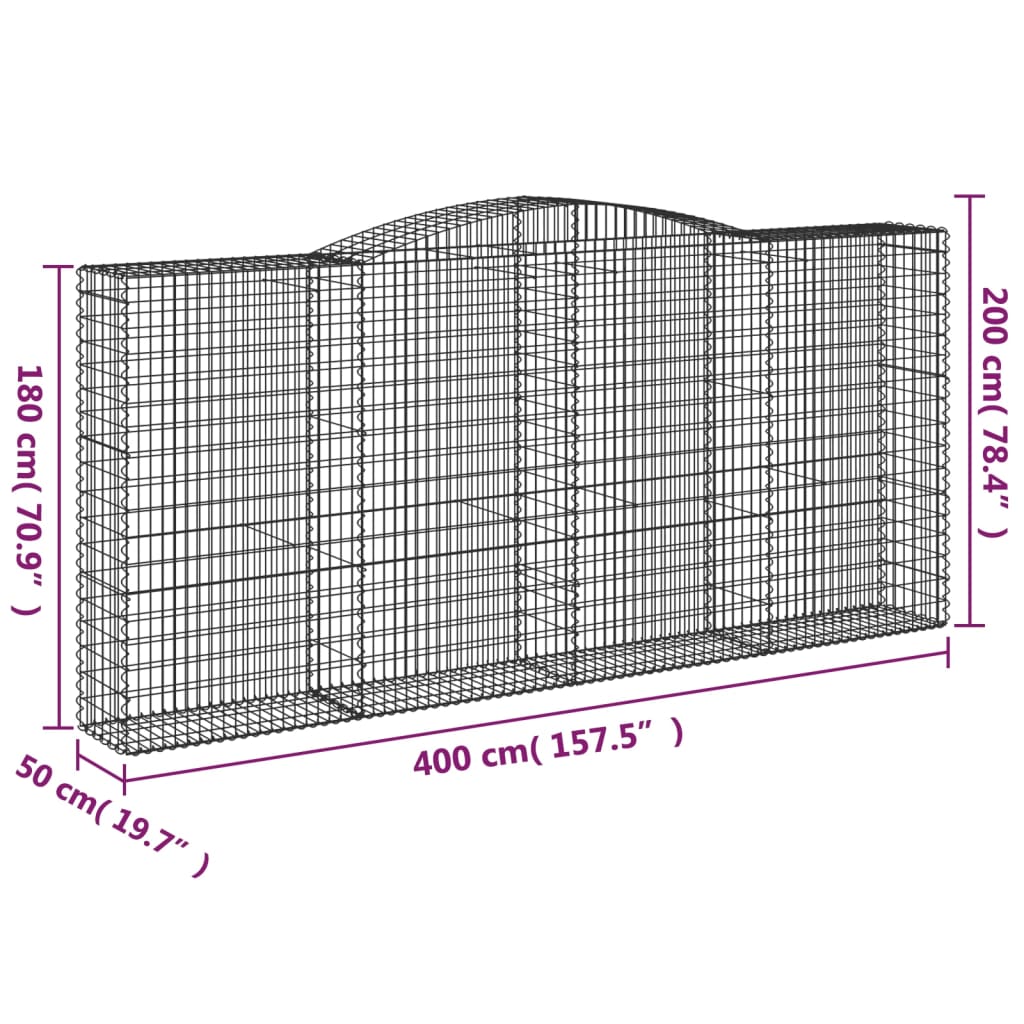 Schanskorven 3 st gewelfd 400x50x180/200 cm ijzer