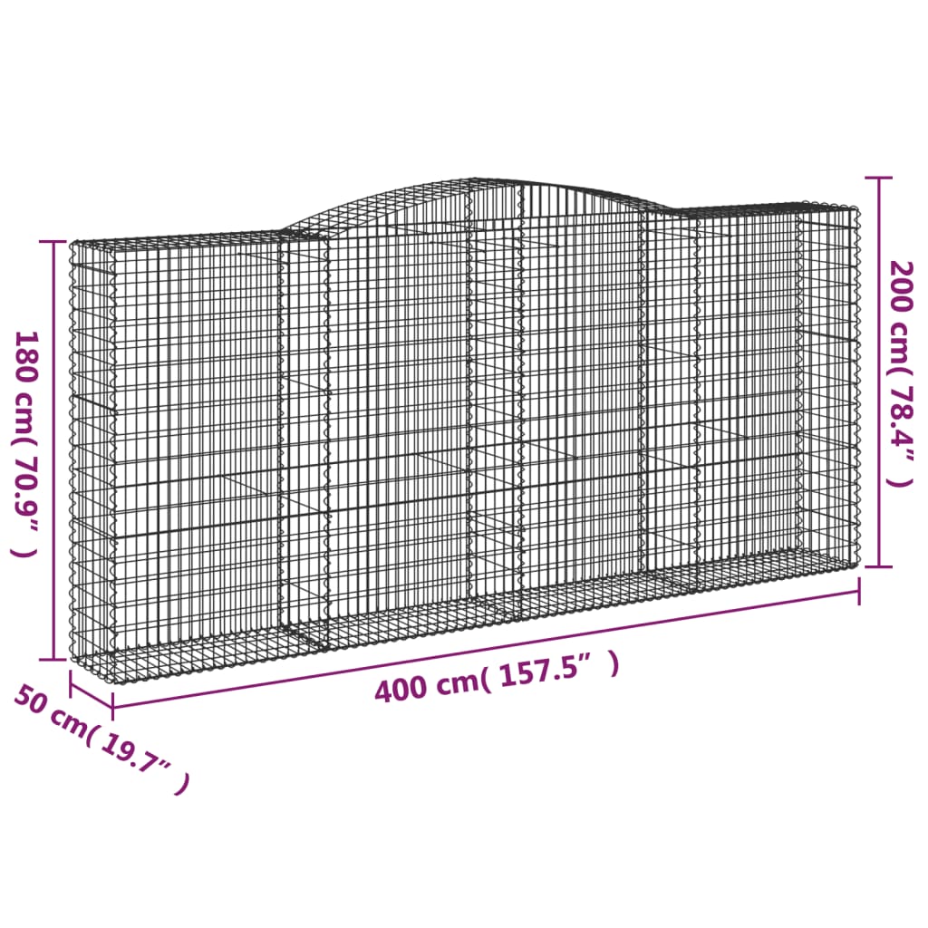 Schanskorven 4 st gewelfd 400x50x180/200 cm ijzer