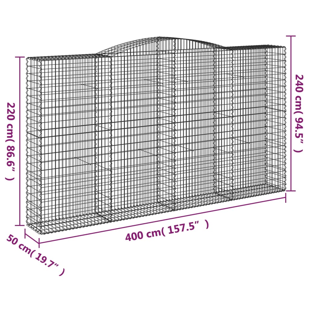 Schanskorven 4 st gewelfd 400x50x220/240 cm ijzer