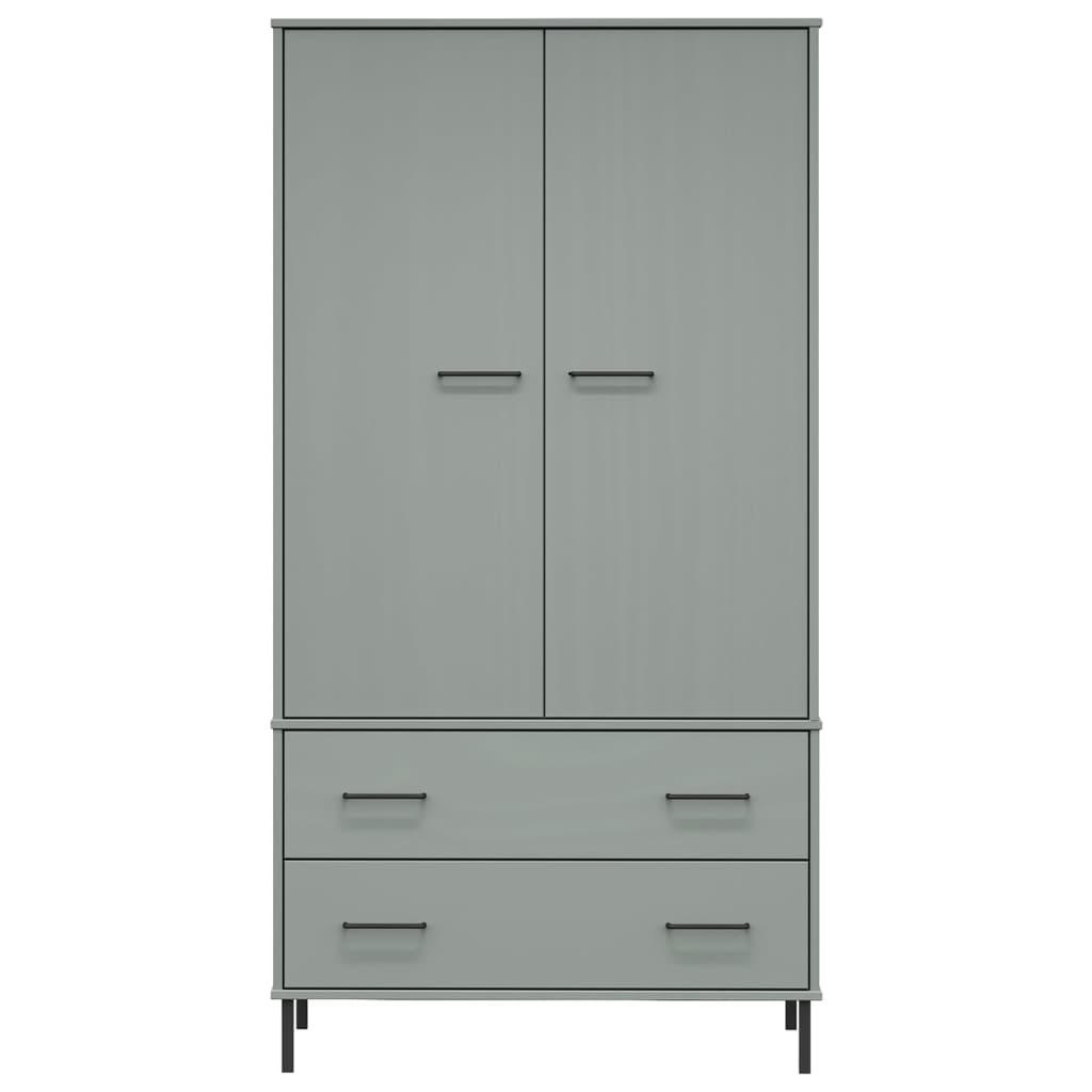 Kledingkast met metalen poten OSLO 90x55x172,5 cm hout grijs - AllerleiShop