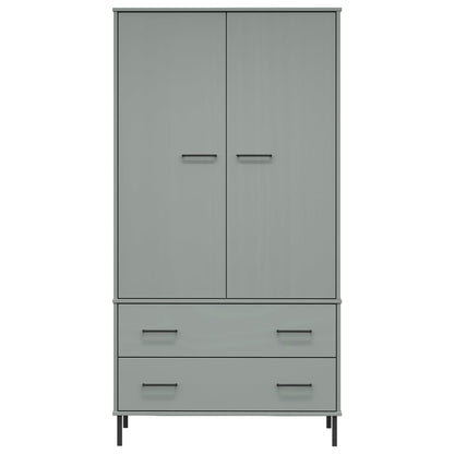 Kledingkast met metalen poten OSLO 90x55x172,5 cm hout grijs - AllerleiShop