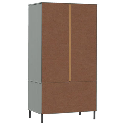 Kledingkast met metalen poten OSLO 90x55x172,5 cm hout grijs - AllerleiShop