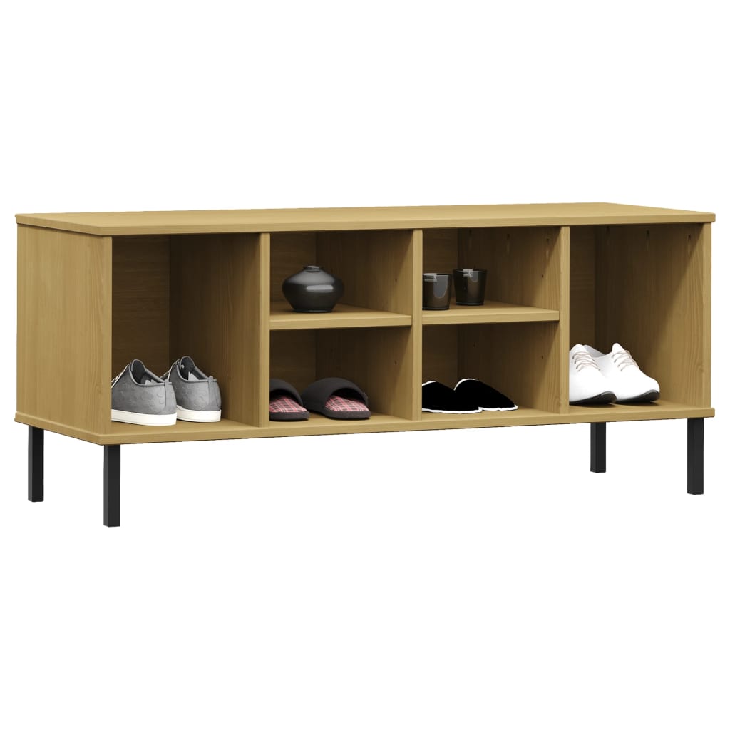 Schoenenrek met metalen poten OSLO 106x35x45cm grenenhout bruin - AllerleiShop