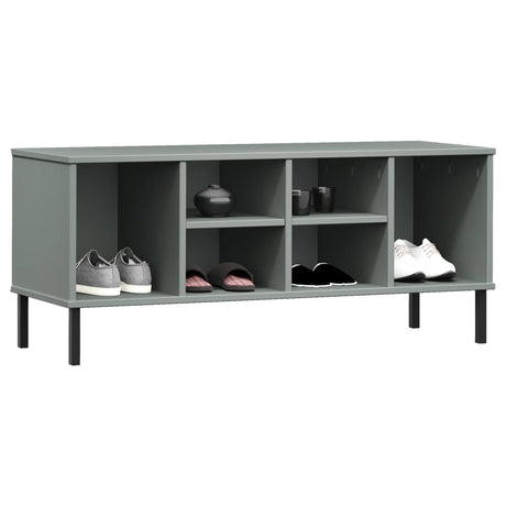 Schoenenrek met metalen poten OSLO 106x35x45 cm grenen grijs - AllerleiShop