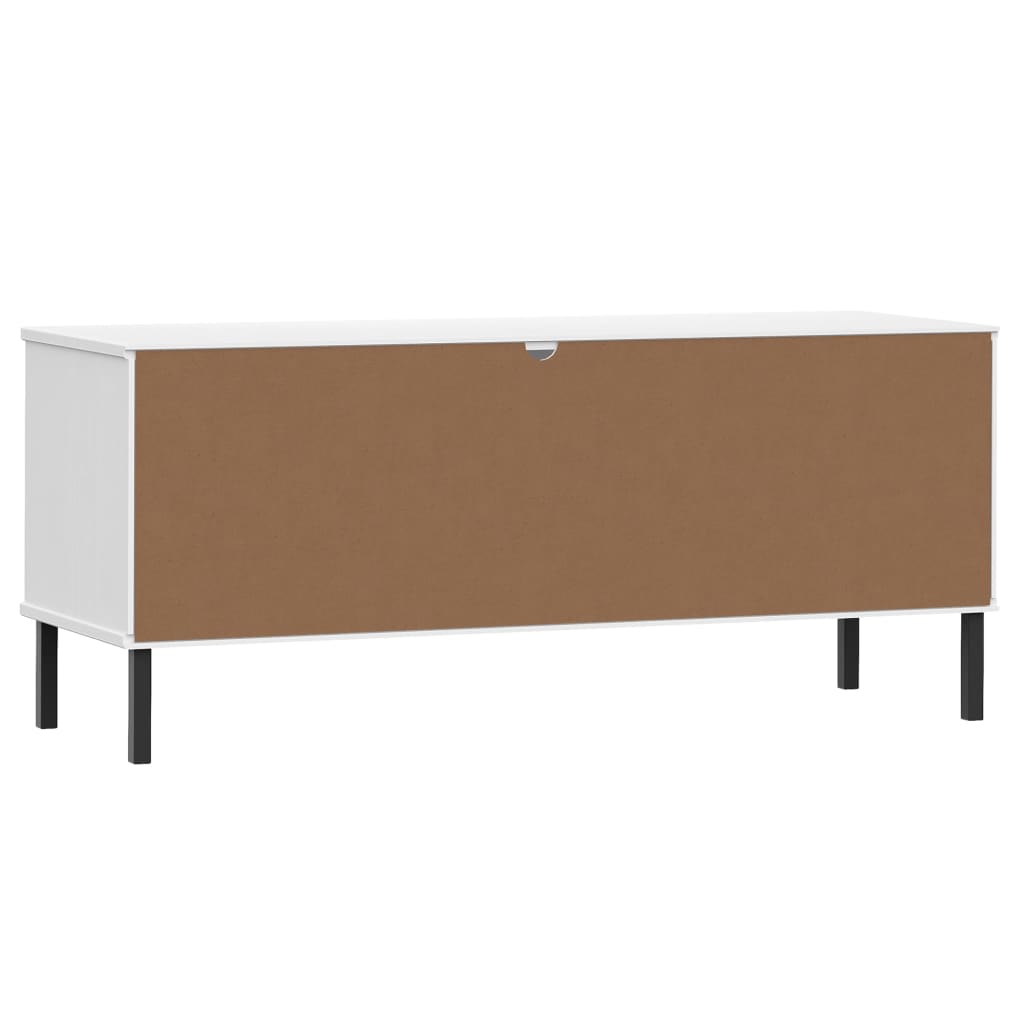 Schoenenrek met metalen poten OSLO 106x35x45 cm grenenhout wit - AllerleiShop