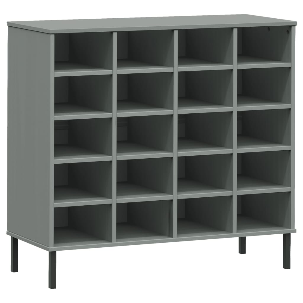 Schoenenrek met metalen poten OSLO 95x35x86 cm grenen grijs - AllerleiShop