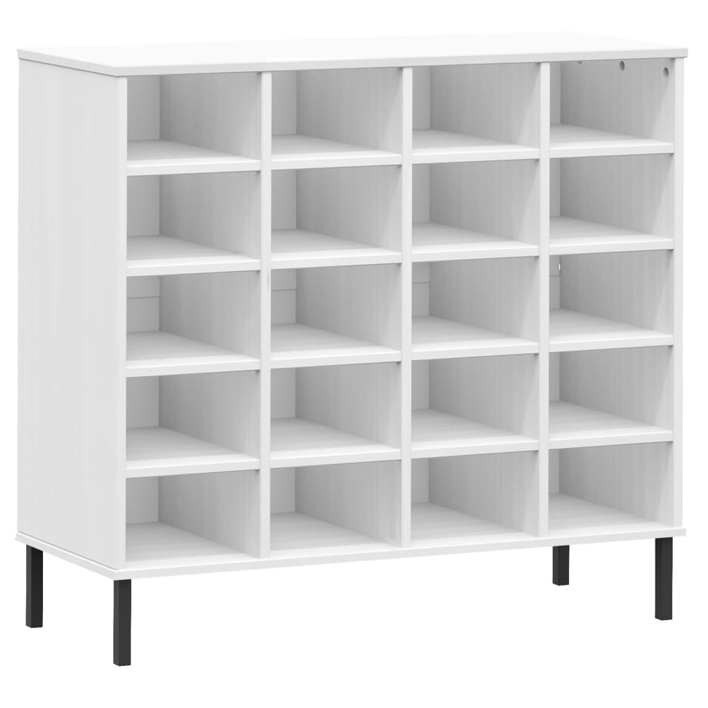 Schoenenrek met metalen poten OSLO 95x35x86 cm grenenhout wit - AllerleiShop