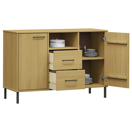 Dressoir met metalen poten OSLO 113x40x77 cm grenenhout bruin - AllerleiShop