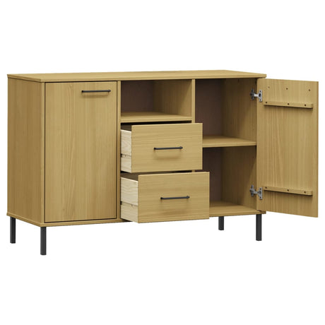 Dressoir met metalen poten OSLO 113x40x77 cm grenenhout bruin - AllerleiShop