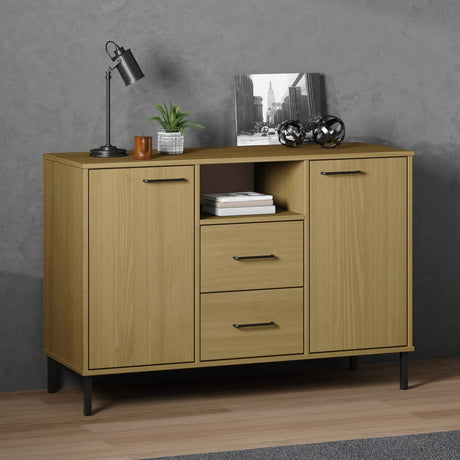 Dressoir met metalen poten OSLO 113x40x77 cm grenenhout bruin - AllerleiShop