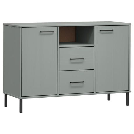 Dressoir met metalen poten OSLO 113x40x77 cm grenenhout grijs - AllerleiShop