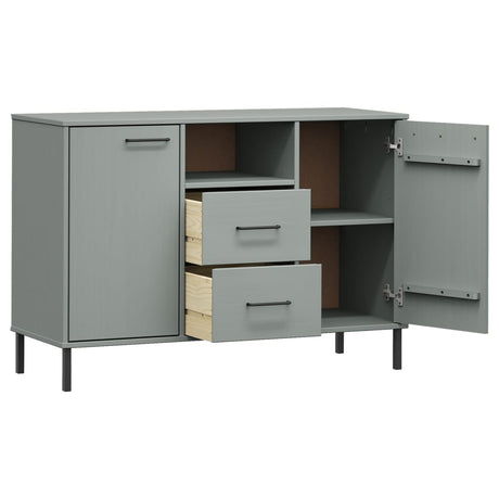 Dressoir met metalen poten OSLO 113x40x77 cm grenenhout grijs - AllerleiShop