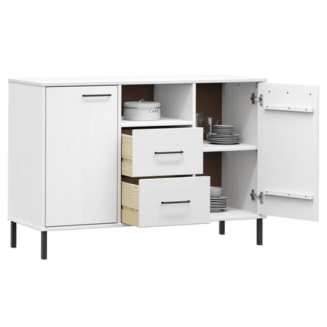 Dressoir met metalen poten OSLO 113x40x77 cm grenenhout wit - AllerleiShop