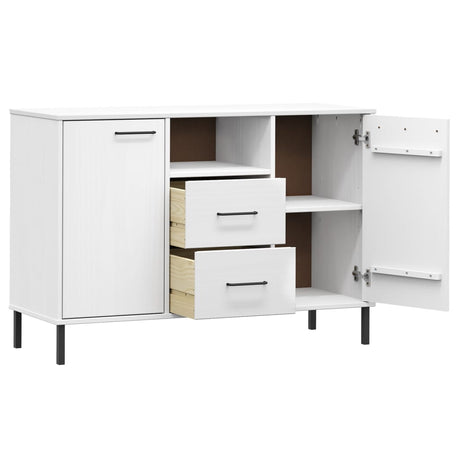 Dressoir met metalen poten OSLO 113x40x77 cm grenenhout wit - AllerleiShop