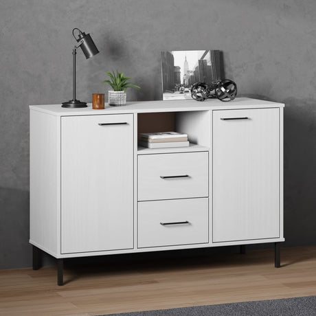 Dressoir met metalen poten OSLO 113x40x77 cm grenenhout wit - AllerleiShop